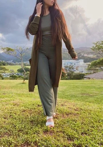 Long cardigan with jumpsuit deals